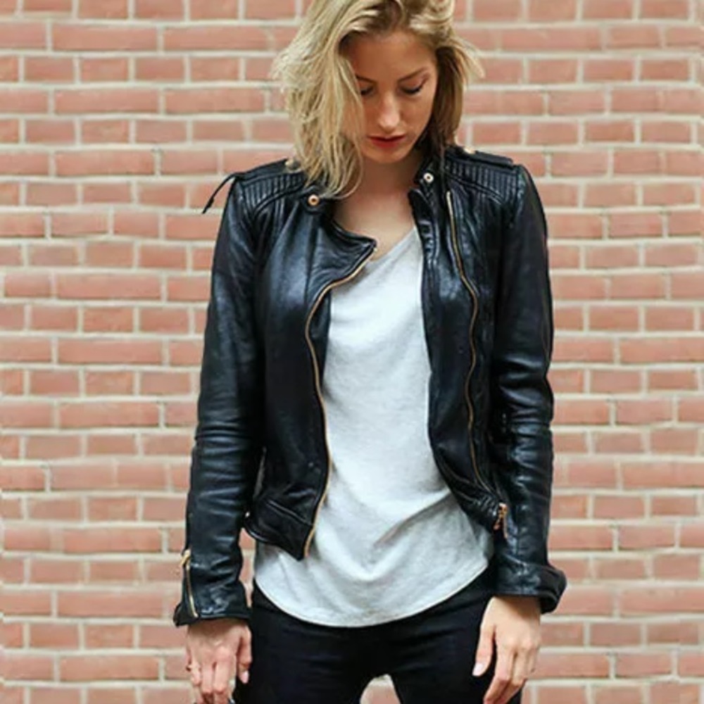 Zara leather biker moto jacket